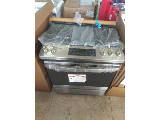 ESTUFA DE GAS GE 30 PULG NEGRA Y SS SLIDE IN