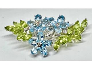 PRENDEDOR AQUAMARINAS 18KT, JOYERIA CARMEN Puerto Rico