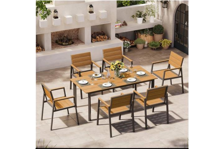 Comedor de 6 sillas aluminio gris