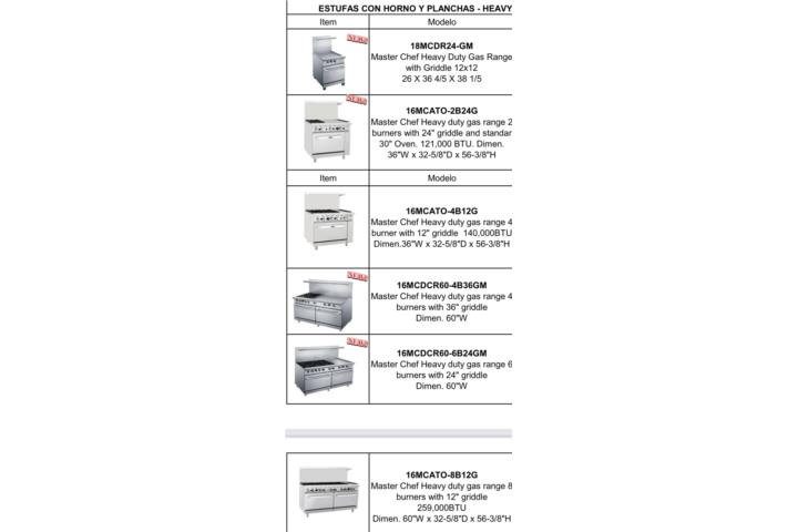 ESTUFAS COMERCIALES
