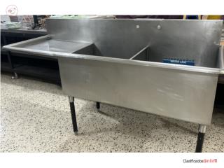 Fregadero comercial con 2 compartimientos, Equipo Comercial / Educativo Puerto Rico