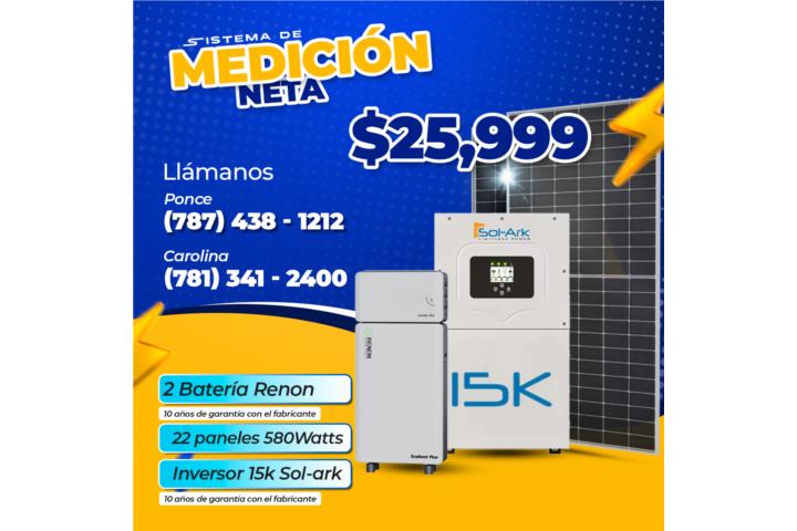 Sistema Solar de Medición Neta 18 placas 550W