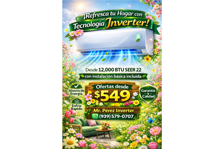 Aires Inverter 12,000 BTU Casi toda la isla