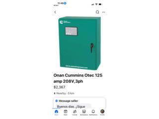 ONAN CUMMINS 125 AMP 208v 3 PH, LB CARIBE SERVICES Puerto Rico