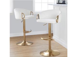 STOOL BARRA ALTURA BARRA BLANCO CON DORADO 