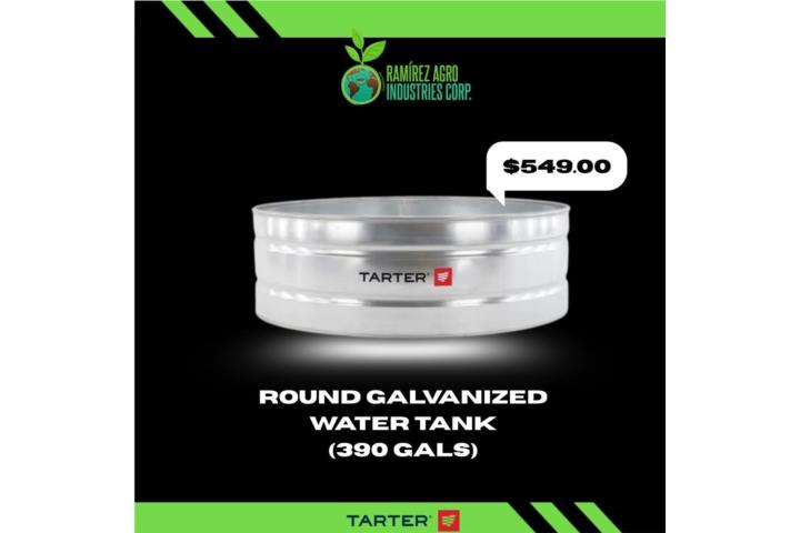 Round Galvanized Water Tank 390gls., Puerto Rico