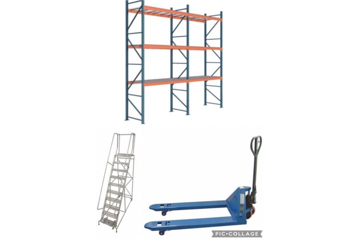 Industrial Shelving Unit, Folding Stairway & Pallet Jack Set - Puerto Rico