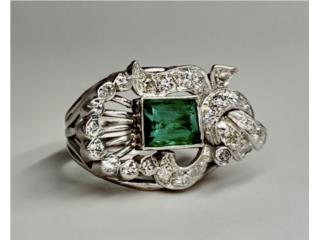 SORTIJA ESMERALDA BRILLANTES 18KT, JOYERIA CARMEN Puerto Rico