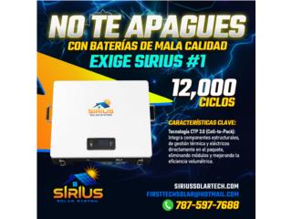 Bateria 10.2k LFP 12,000 ciclos  , SIRIUS SOLAR SYSTEM Puerto Rico