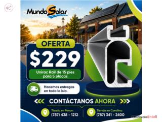 Unirac Rail de 15 pies para 5 placas,  Mundo Solar, Inc. Puerto Rico