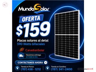PLACAS SOLARES CANADIAN SOLAR 590 WATTS,  Mundo Solar, Inc. Puerto Rico