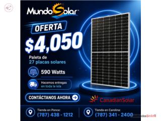 placas solares Canadian Solar 590 Watts,  Mundo Solar, Inc. Puerto Rico