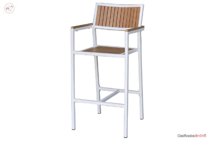 Polyteak White Arm Barstool, Puerto Rico
