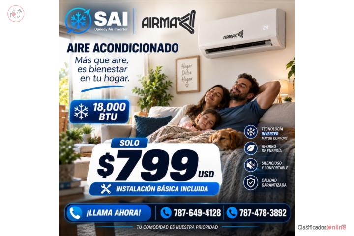 Airmax 18,000 BTU desde $799, Puerto Rico