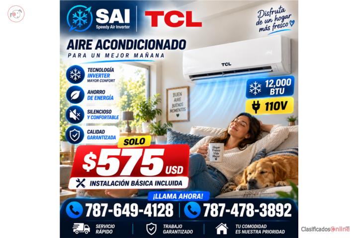 TCL 110 Voltios 12,000 desde $575, Puerto Rico