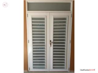 Puertas Dobles con Ventanas 60x84, #1 ME WINDOWS & DOORS Puerto Rico