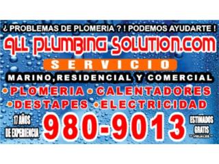 PLOMERIA DESTAPES CALENTADORES ELECTRICIDAD Puerto Rico PLOMEROS CERTIFICADOS 24/7 PR