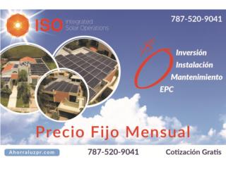 PLACAS SOLARES, SISTEMAS FOTOVOLTAICOS Puerto Rico ISO Solar
