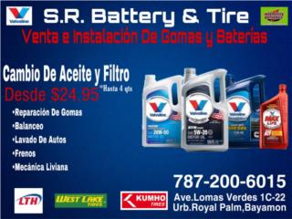 Cambio de aceite y filtros  Puerto Rico S.R. Battery & Tire LLC