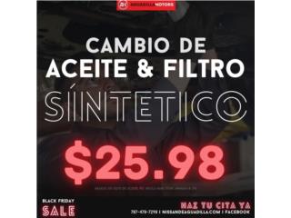 CAMBIO DE ACEITE Y FILTRO SINTETICO $25.98, Aguadilla Motors Nissan