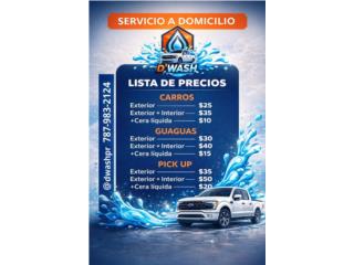 Lavado de autos! Carro, Guagua o Pickup. , D' Aqua