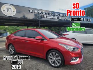 Hyundai Puerto Rico $265 con $0 Pronto!!! 2019 Accent Limited